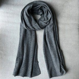 New Martin+Osa 100% cashmere Grey Charcoal heather large Ribbed scarf